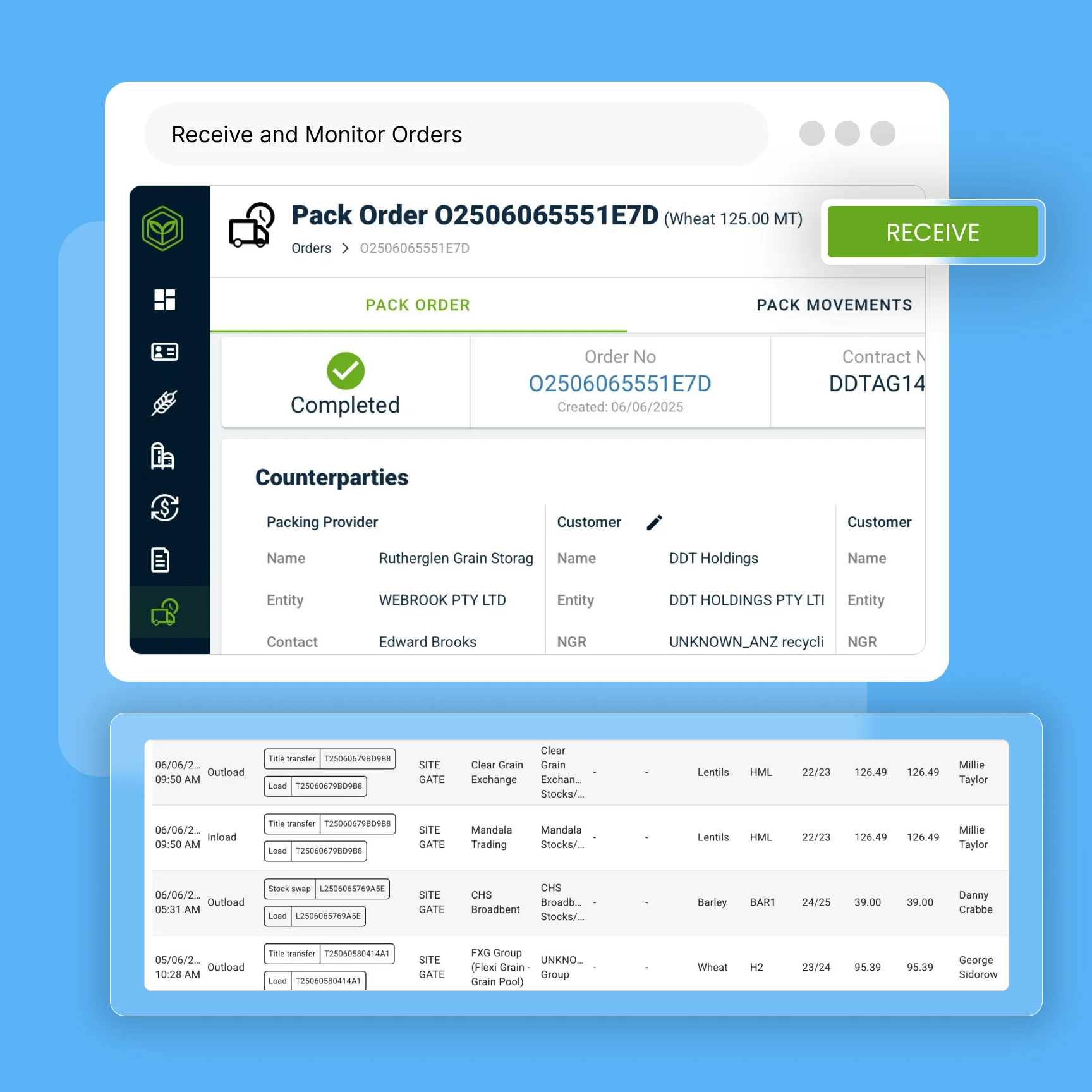 Receive and Monitor Orders